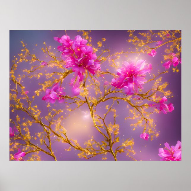 Affiche Fuchsia et Gold Florals (Devant)