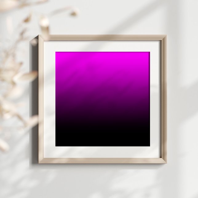 Affiche Fuchsia noir ombré (Fuchsia and black gradient ready for her monogram initial.)