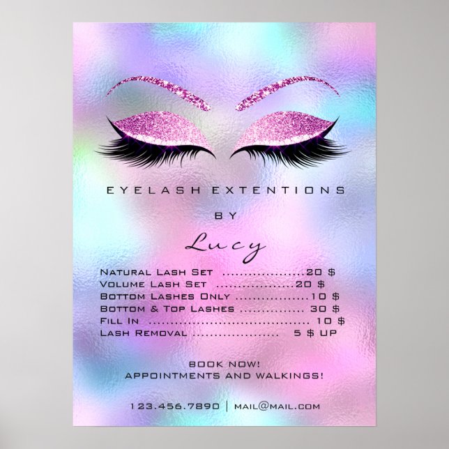 Affiche Fuchsia rose Parties scintillant maquillage yeux c (Devant)
