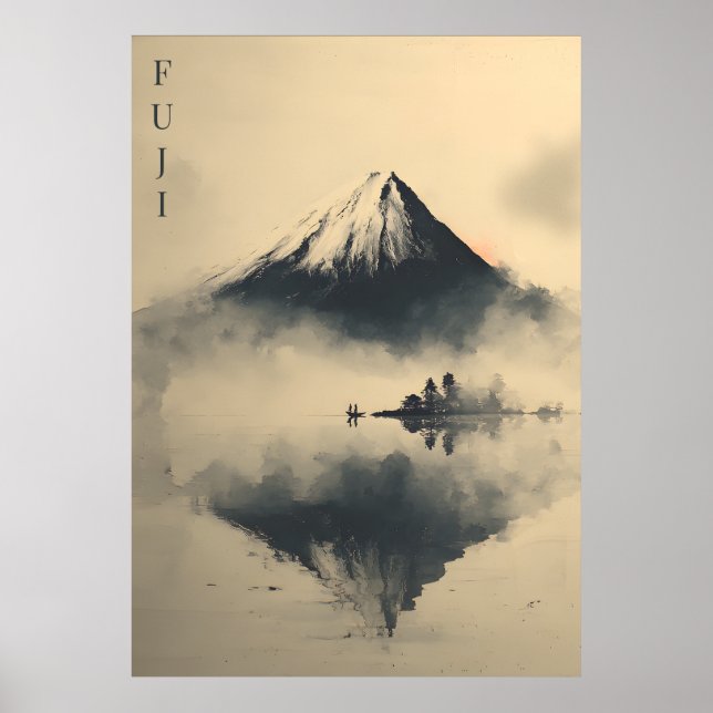 Affiche FUJI - Minimalist Sumi-e Ink  (Devant)