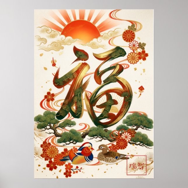Affiche Fuku: Calligraphy "Good Fortune" 260020207 (Devant)