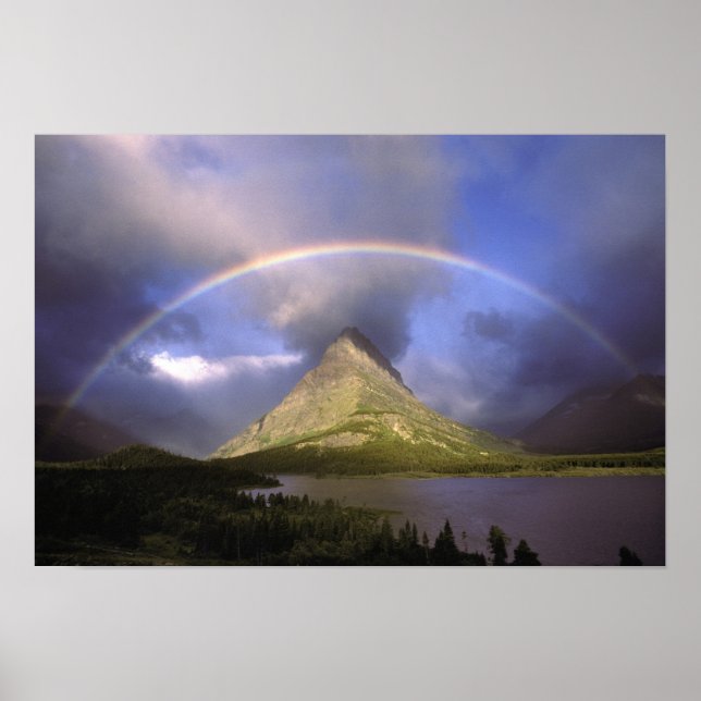 Affiche Full rainbow and stormy sky over Grinnell (Devant)