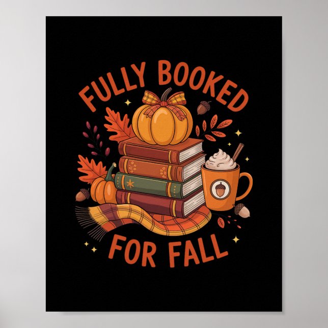 Affiche Fully Booked For Fall Books Pumpkin Autumn Thanksg (Devant)