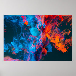 AFFICHE FUMÉE BLEUE ET ORANGE