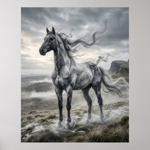 Affiche Fumée Cheval Plateau Venté