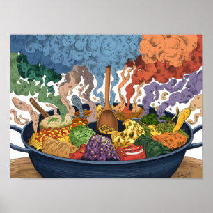 Affiche Fumée colorée provenant de la nourriture Bowl