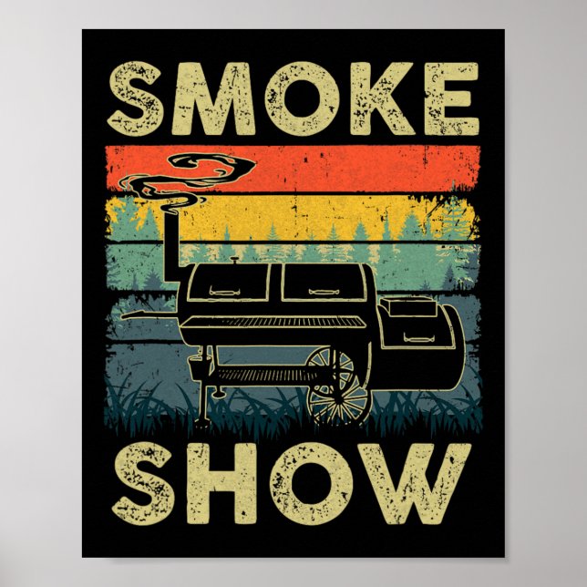Affiche Fumée Montrer Funny Barbecue Fumeur Grillade Viand (Devant)