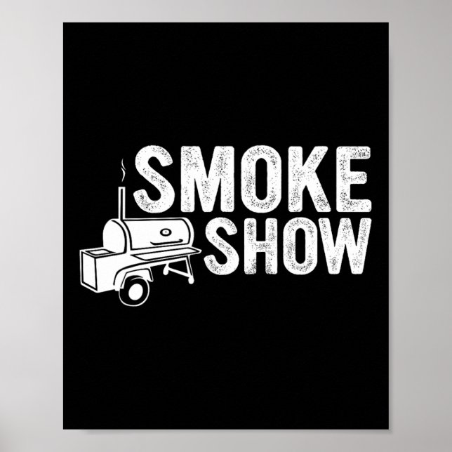 Affiche Fumée Montrer Funny Barbecue Grillade Viande Grill (Devant)