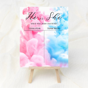 Affiche Fumée rose et bleu Bébé Genre Reveillez Bienvenue