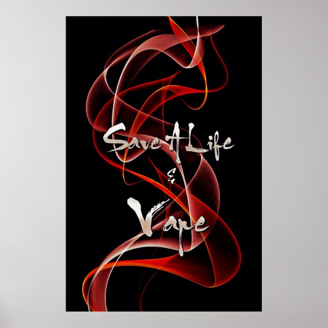 Affiche Fumée Rouge Blanc Sauver Une Vie Et Vape Imprimer (Devant)
