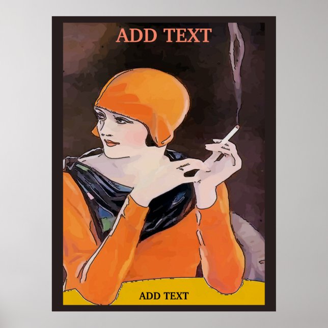 Affiche Fumer Dame, ajouter du texte, Imprimer (Devant)