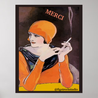 Affiche Fumer Dame, ajouter du texte, Imprimer
