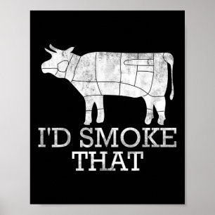 Affiche Fumer De La Viande Grillée Vapeur À La Fumée Qui