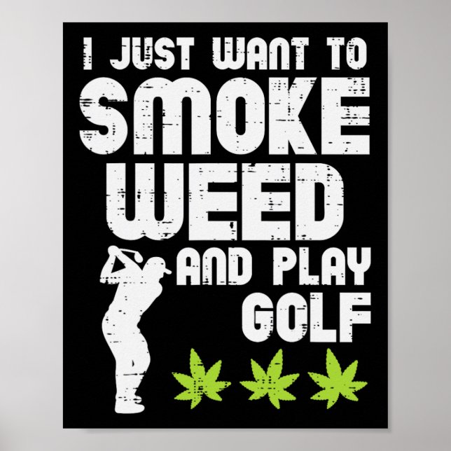 Affiche Fumer De L'Herbe Jouer Au Golf Golf Thc Golfeur Fu (Devant)