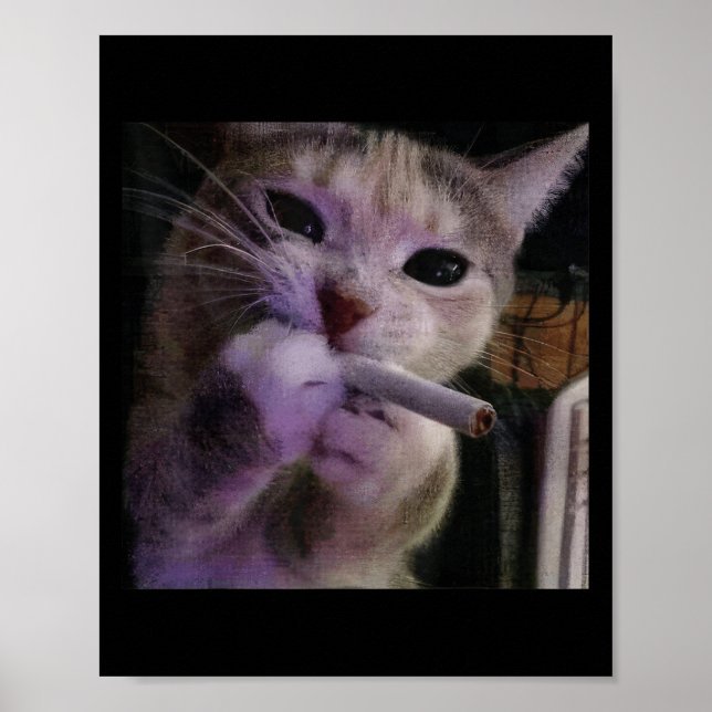 Affiche Fumer drôle Chat, Cigarette Kitty Gen Z Mème, Chat (Devant)