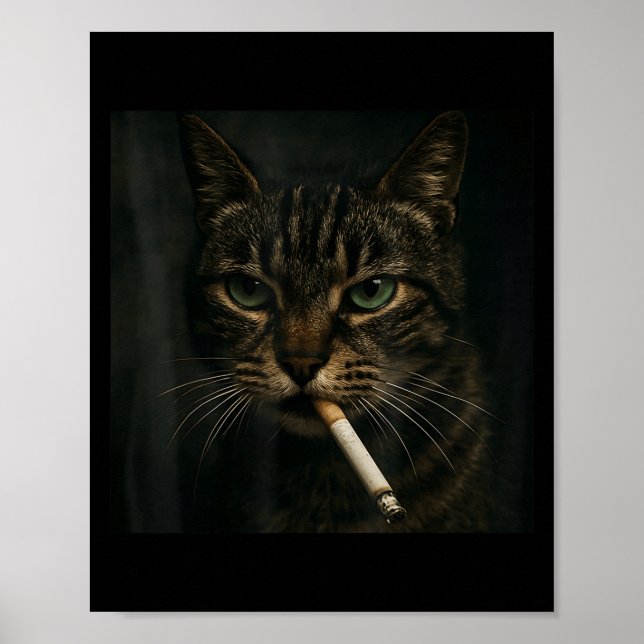 Affiche Fumer drôle Chat, Cigarette Kitty Gen Z Mème, Chat (Devant)