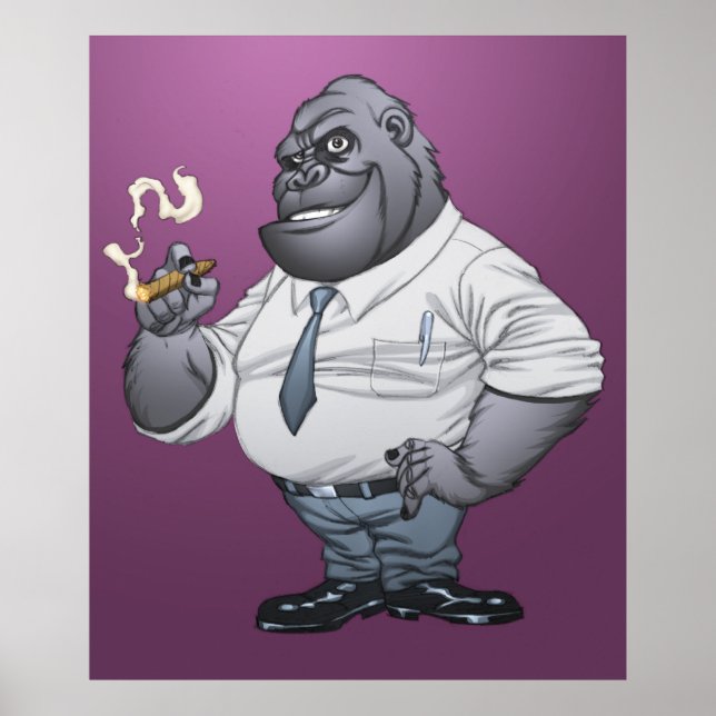 Affiche Fumer du cigare Homme d'affaires Boss Gorilla par  (Devant)