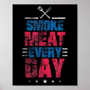 Affiche Fumer la viande tous les jours Drôle Patriotique B