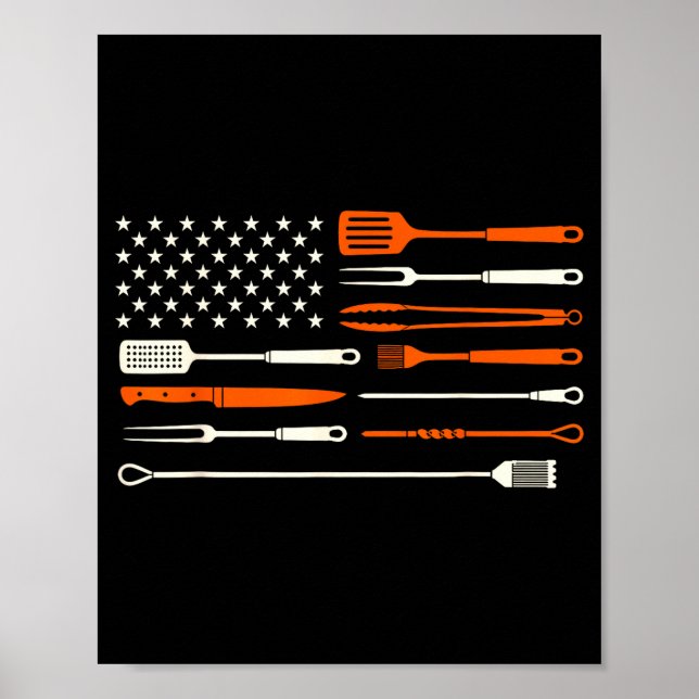 Affiche Fumeur de barbecue barbecue chef outils de grillad (Devant)