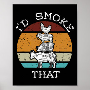 Affiche Fumeur de fête BBQ drôle je fumerais ça pour papa