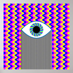 Affiche Fun all seeing eye digital art with multicolored w
