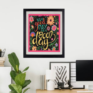 Affiche Fun and Coloral Floral C’est un bon jour