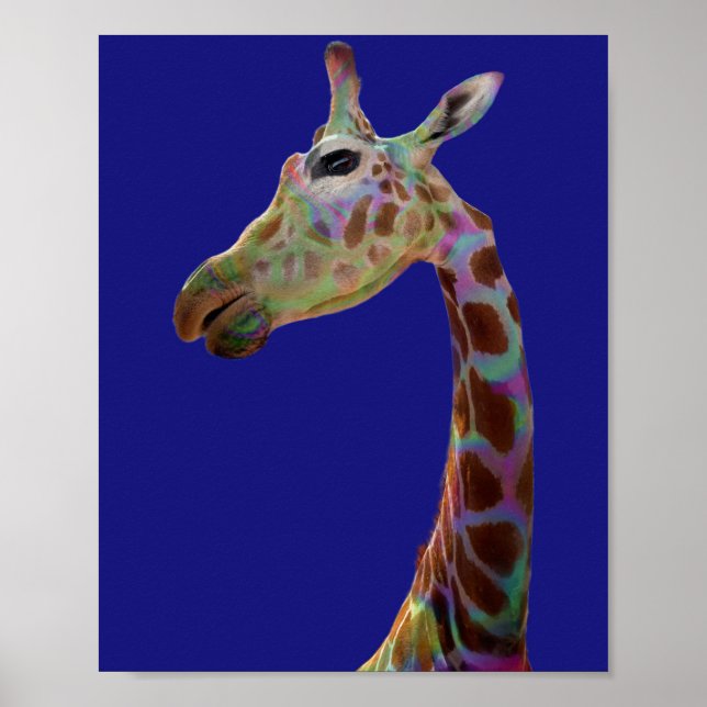 Affiche Fun arc-en-ciel coloré Giraffe (Devant)