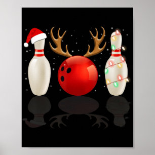 Affiche Fun Bowling Noël Noël Chapeau Noël Lumières Cadeau