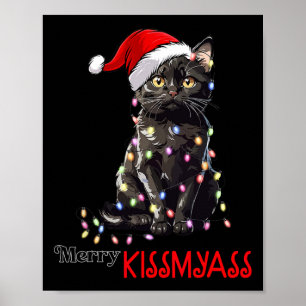 Affiche Fun Chat Noir Merry Kissmy Xmas Pyjamas Chritsmans
