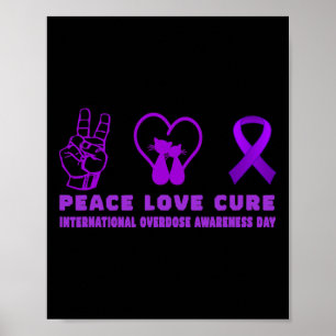 Affiche Fun Chat Peace Love Cure Overdose Support de sensi