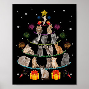 Affiche Fun Chats Arbre de Noël Meowy Xmas Chats Arbre Lum