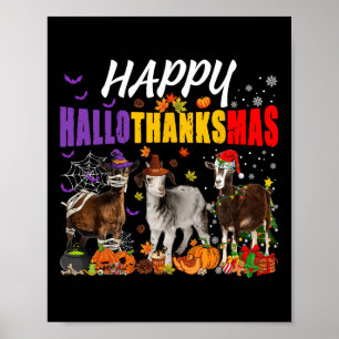 Affiche Fun Chèvres maman pèlerin Père Noël Costume Happy