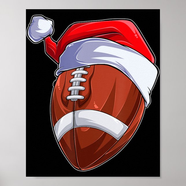 Affiche Fun Christmas Football Ball Santa Hat Sport Noël (Devant)