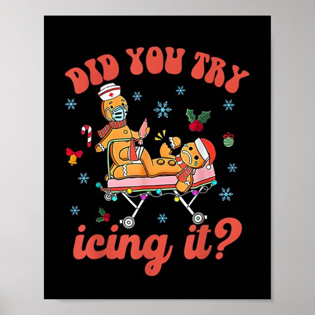 Affiche Fun Christmas Nurse Gingerbread Homme Avez-Vous Es (Devant)