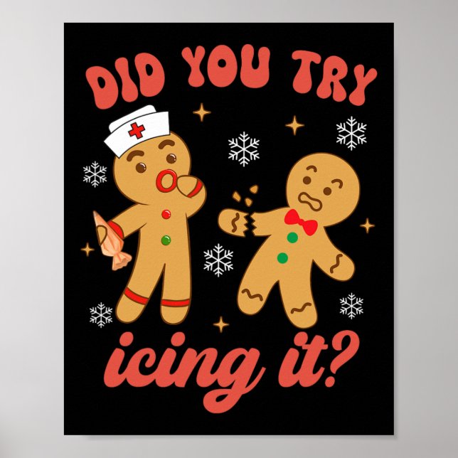 Affiche Fun Christmas Nurse Gingerbread Homme Avez-Vous Es (Devant)