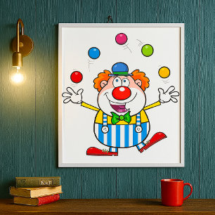 Affiche Fun Circus Clown Jongler des balles