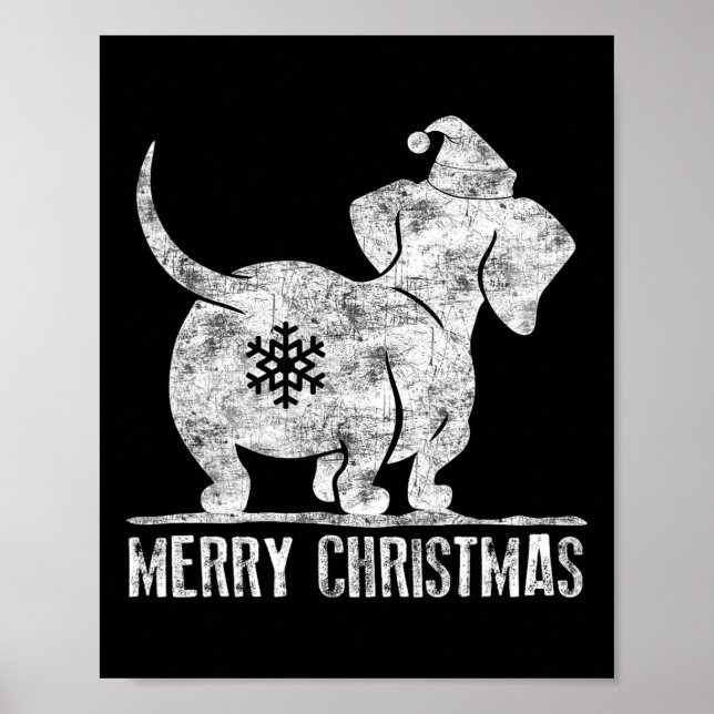 Affiche Fun Dachshund Vilain Noël Weiner Amoureux de les c (Devant)