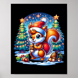 Affiche Fun De Noël Pour Les Enfants Écureuil Hiver Et Noë