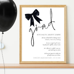 Affiche Fun Facts Grad Black Bow Grad Graduation Party