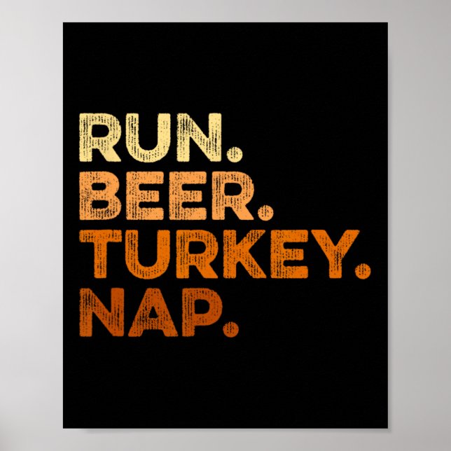 Affiche Fun Fall Sayyings Thanksgiving Trot Run Bière Turq (Devant)