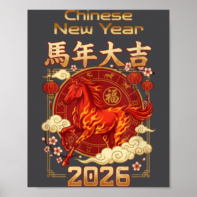 Affiche Fun Fire Horse 2026 Lunar New Year Energy Adventur (Devant)