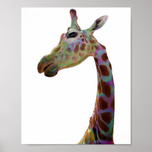 Affiche Fun funky coloré Giraffe