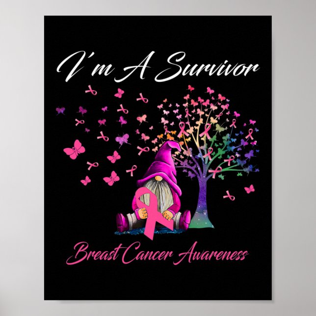 Affiche Fun Gnomes I'm A Survivor Cancer du sein Sensibili (Devant)