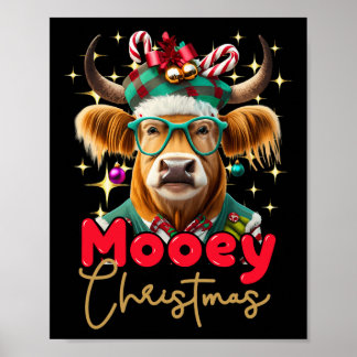 Affiche Fun Highland Cow Moey Noël Scottish Family G