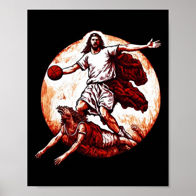 Affiche Fun Jésus Traversant Le Diable Christian Bysketby (Devant)