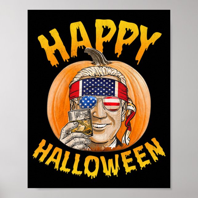 Affiche Fun Joe Biden Citrouille Happy Halloween Confus th (Devant)