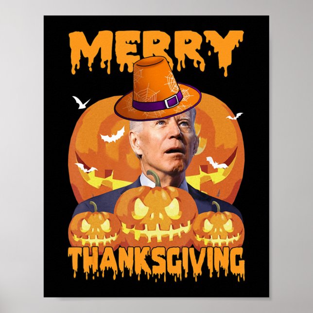 Affiche Fun Joe Biden Confond Joyeux Thanksgiving Hall (Devant)