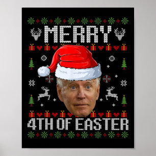 Affiche Fun Joe Biden Heureux 4 de Pâques Noël laid