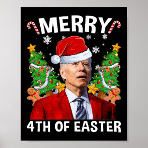 Affiche Fun Joe Biden Noël Santa Hat Joyeux 4ème Eas
