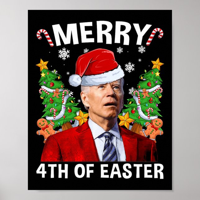 Affiche Fun Joe Biden Noël Santa Hat Joyeux 4ème Eas (Devant)